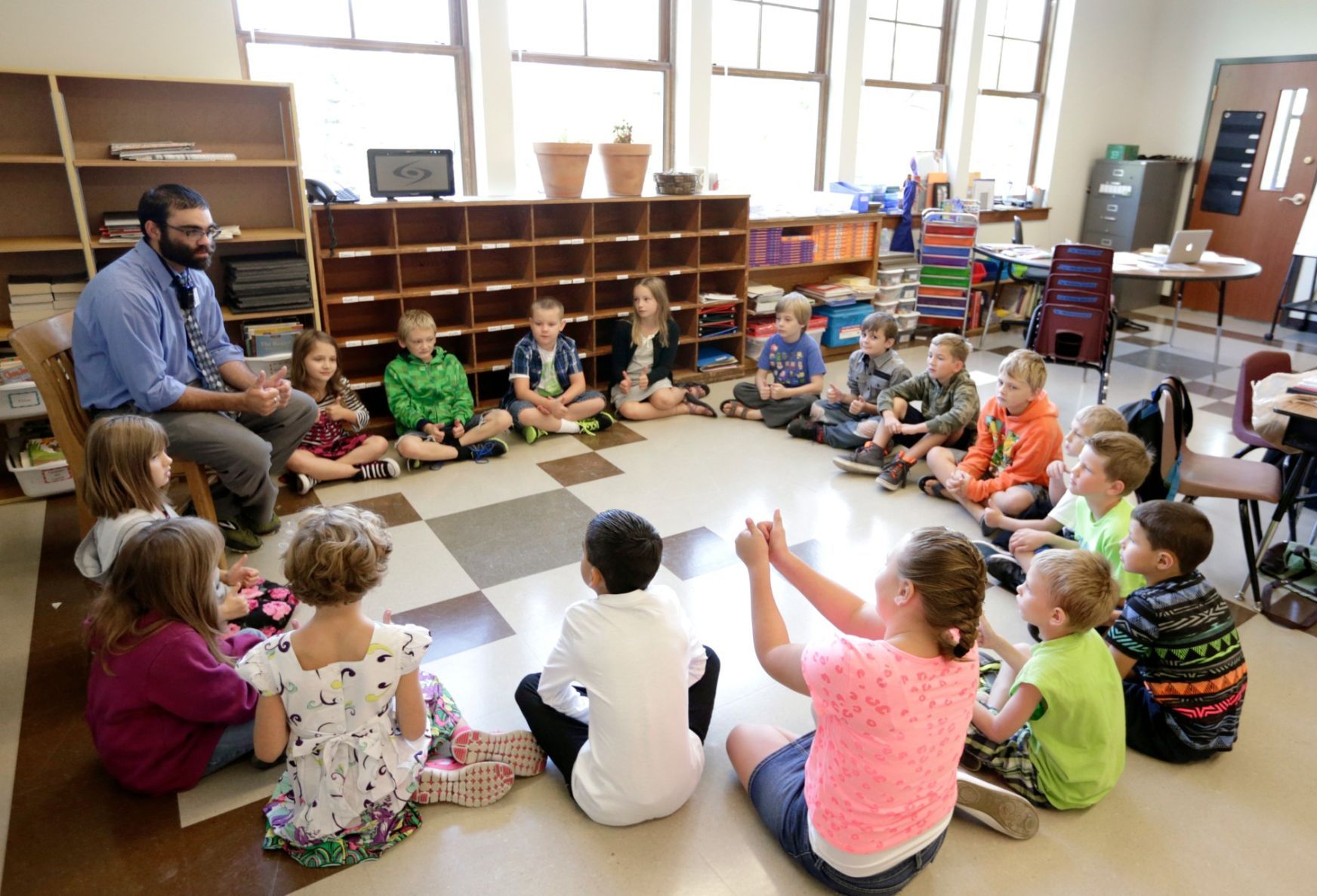 Third-graders in Brandon Cox's class